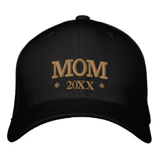 Boné de beisebol bordado MOM 20XX dourado / branco