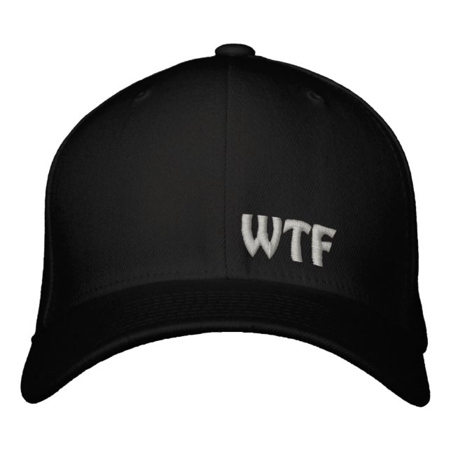 Boné de beisebol bordado WTF Flexfit de lã (Frente)