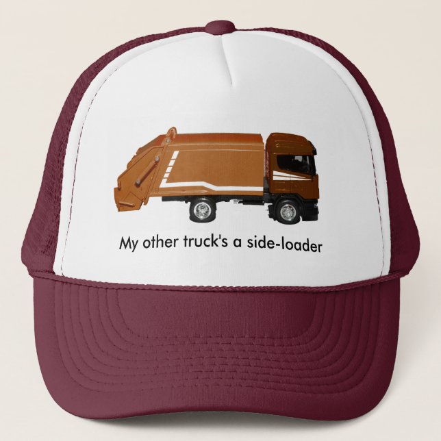 boné de beisebol, caminhão de lixo marrom (Frente)