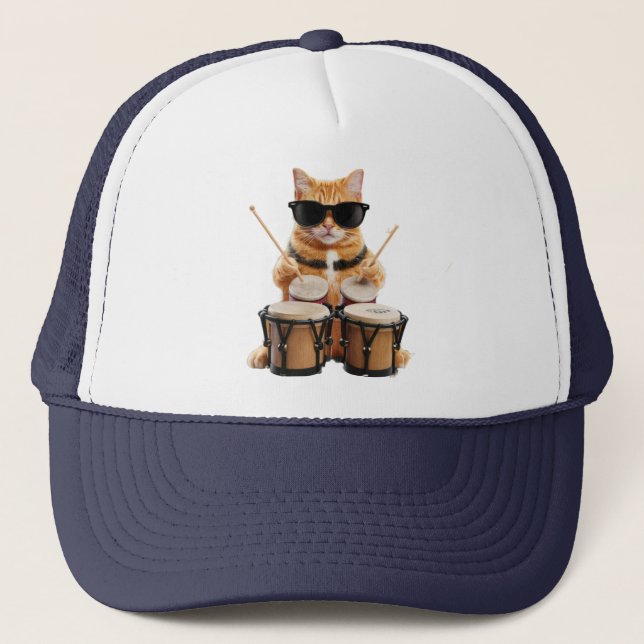 Boné de beisebol Cute Tabby Bongos (Frente)