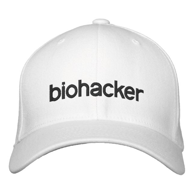 boné de beisebol do bio hacker branco (Frente)