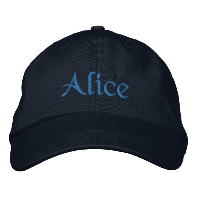 Boné de beisebol personalizado Alice Azul (Frente)