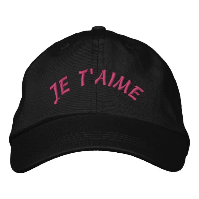 Boné de Beisebol Personalizado - Je T'aime Bordado (Frente)