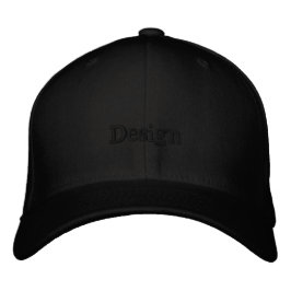 Boné de beisebol preto com a palavra "Design"