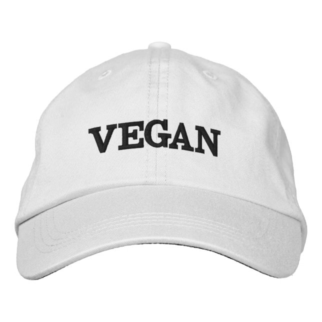 Boné de beisebol vegano (texto preto) (Frente)