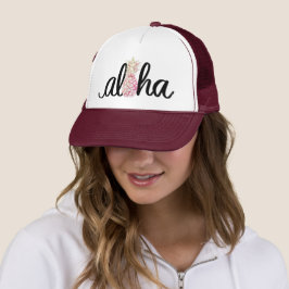 Boné de Caminhoneiro Abacaxi Rosa Aloha