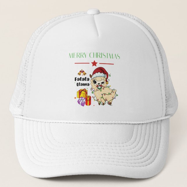 Boné de Caminhoneiro com Llama de Natal (Frente)