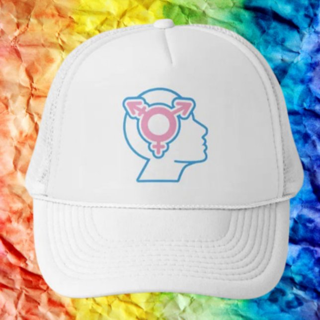 Boné de Caminhoneiro com Símbolo do Orgulho Trans (Criador carregado)