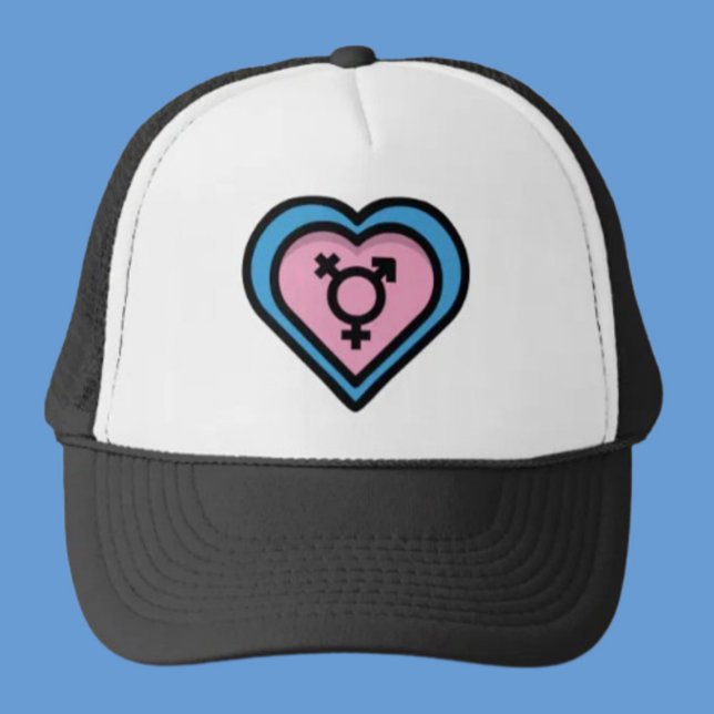 Boné de Caminhoneiro Coração do Orgulho Trans (Criador carregado)