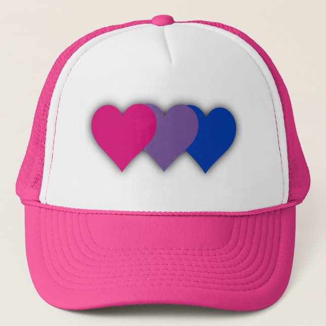 Boné de Caminhoneiro Corações do Orgulho Bissexual (Frente)