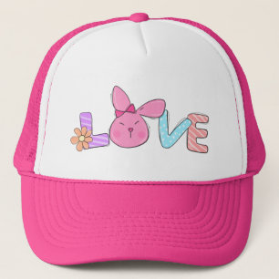 Boné de Caminhoneiro Cute Pink Bunny LOVE