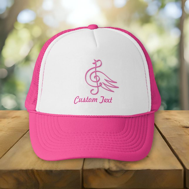 Boné de caminhoneiro de música de pássaro rosa (Criador carregado)