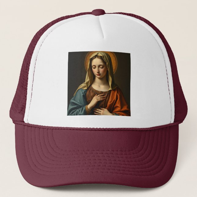 Boné de Caminhoneiro Estilo Renascimento Virgem Ma (Frente)