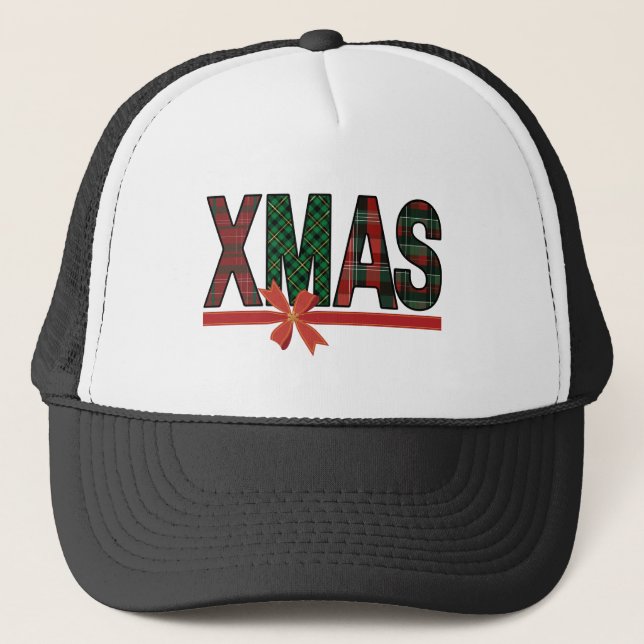 Boné de Caminhoneiro Plaid XMAS Vermelho (Frente)