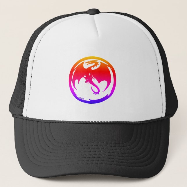 Boné de caminhoneiro preto Neon Dragon (Frente)