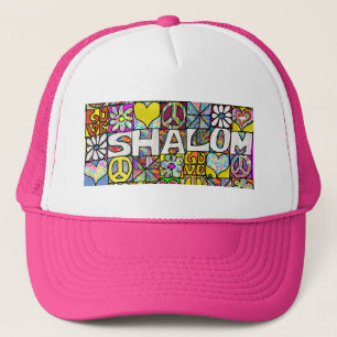 Boné de Caminhoneiro Retro Psicodélico Shalom LOVE