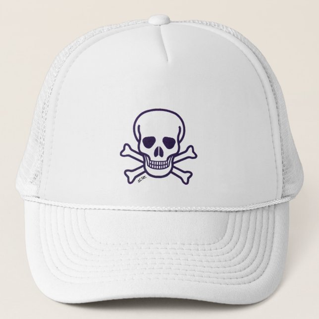 Boné de caminhoneiro Skull n Bones espuma branca (Frente)