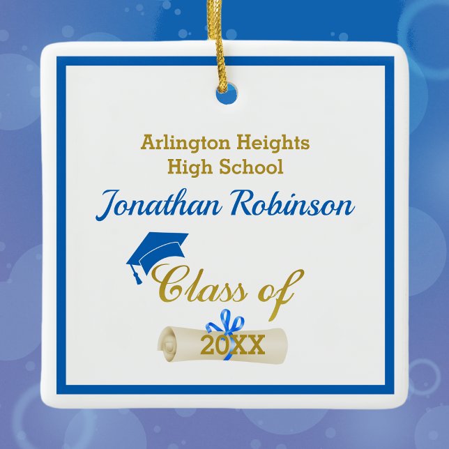 Boné de Formando azul e ornamento cerâmico do Dipl (Criador carregado)