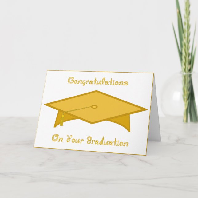 Boné de formatura Dourado de papel ou cartão impri (Frente)