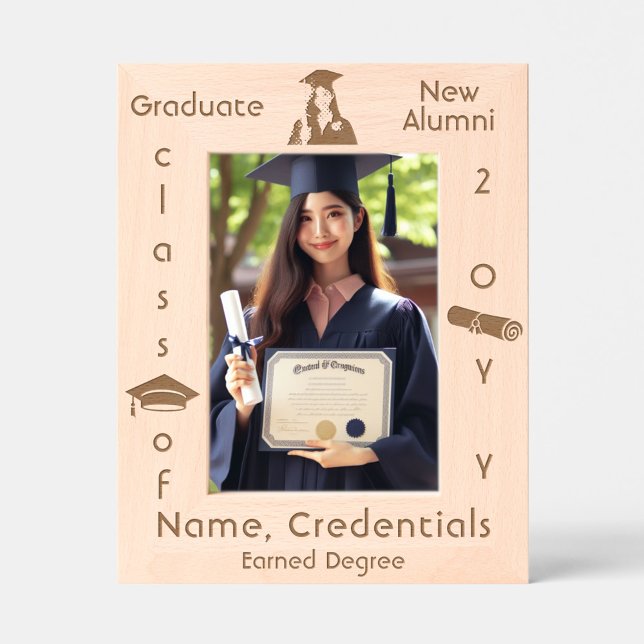 Boné de Foto Personalizado para Graduação Moderna, (Personalized graduation cap and diploma photo frame)