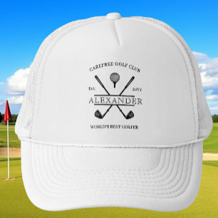 Boné de Golfe Nome Preto e Branco