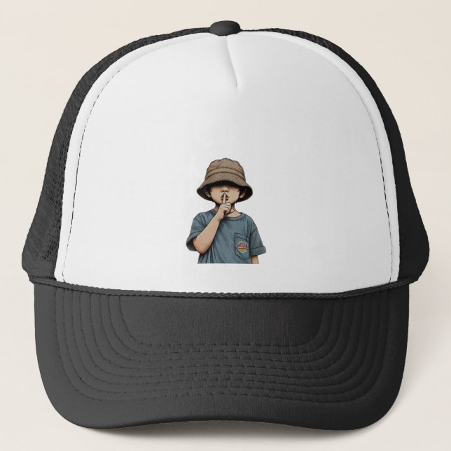 Boné de Malha Branco e Preto (Frente)