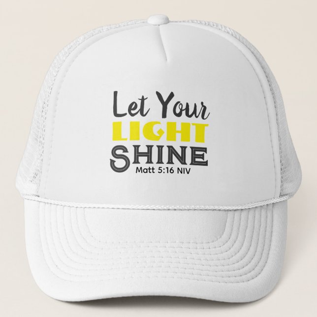 Boné Deixe Sua Luz Brilhar Versículo Bíblico Amarelo Fo (Frente)