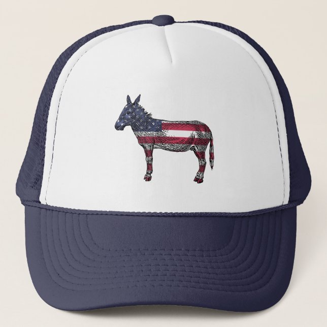 Boné Democrata Donkey American Flag Baseball (Frente)