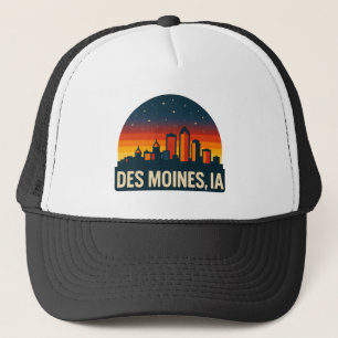 Boné Des Moines Iowa Skyline paisagem urbana retrorat