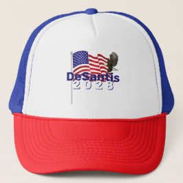 Boné DeSantis 2028 Texto sobre a bandeira americana