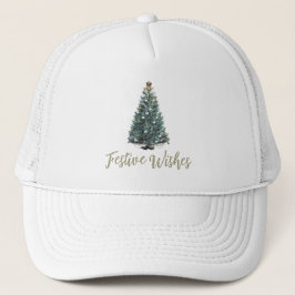Boné Desejos Festivos. Desenho de árvore de Natal