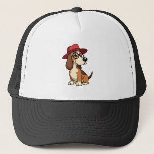 Boné Desenho Animado de Basset Hound Antigo em Chapéu V