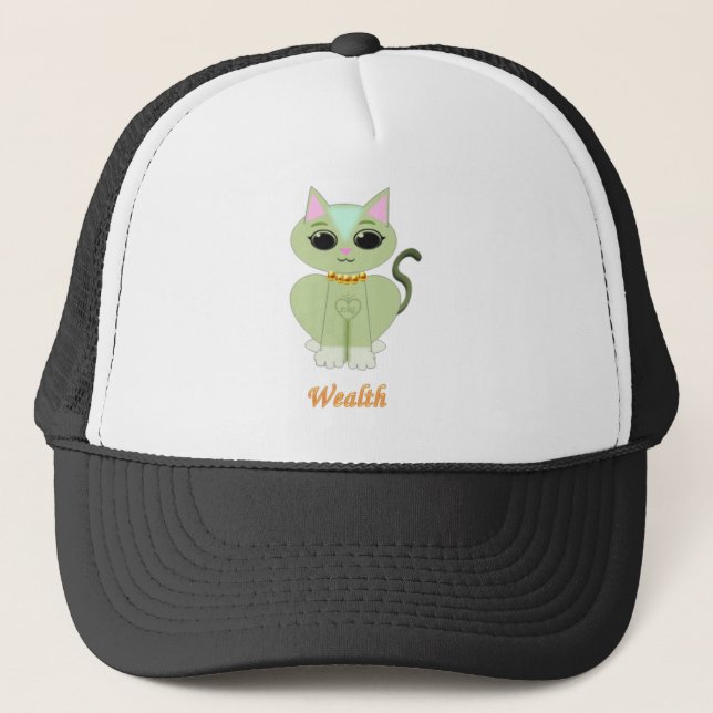 Boné Desenho animado de gato fofo verde (Frente)