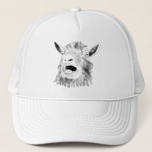 Boné Desenho de cabra gritando engraçado Arte de animal