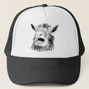 Boné Desenho de cabra gritando engraçado arte de animal