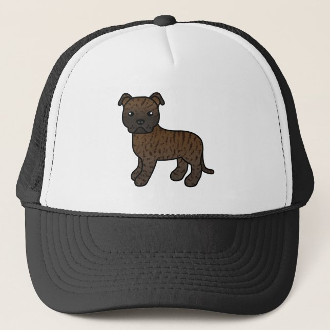 Boné Desenho de Cão Staffordshire Bull Terrier Brindle (Frente)