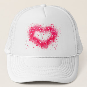 Boné Desenho de coração cintilante rosa com tinta spray