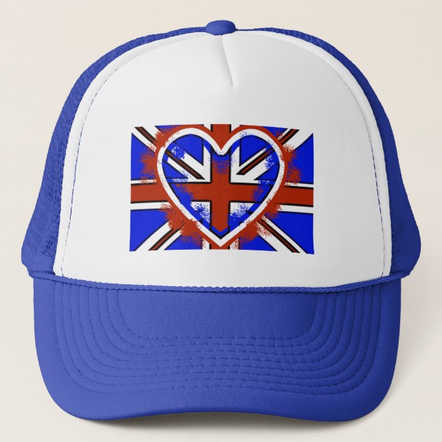 Boné Desenho de Coração da Bandeira Britânica Legal (Frente)