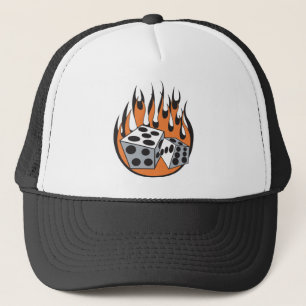 Boné desenho de dados flamejantes retrô