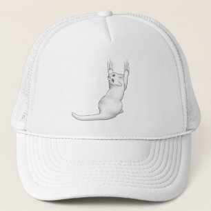 Boné Desenho de desenho de gato branco arranhando e ras