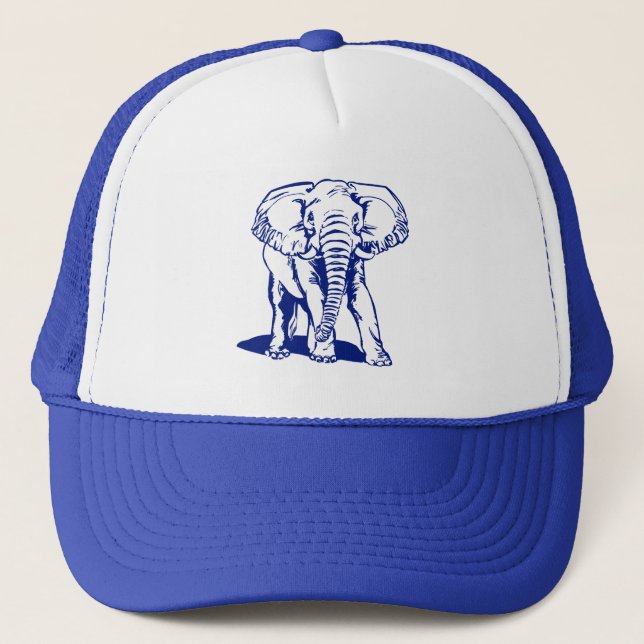 Boné Desenho de Linha Azul-Elefante de Marinho Cinto (Frente)