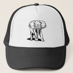 Boné Desenho de Linha de Elefante Preto-Cinto