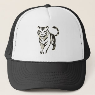 Boné Desenho de Tigre Andando - Design de Pincel de Tin