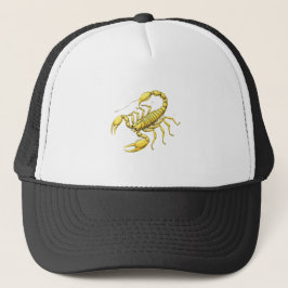 Boné Desenho do Zodíaco Escorpião Dourado com Ornamento