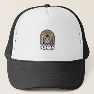 Boné Desenho Gráfico Estilo de Gravura de Patas de Gato