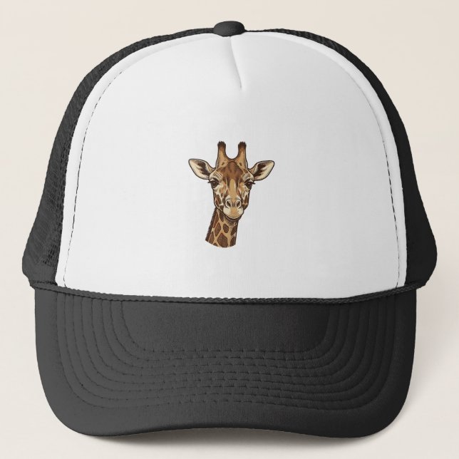 Boné Desenho Vetorial de Cabeça de Girafa Gravada Vinta (Frente)