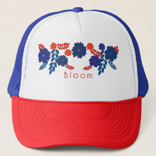 Boné Desenho vetorial de flores azuis simples