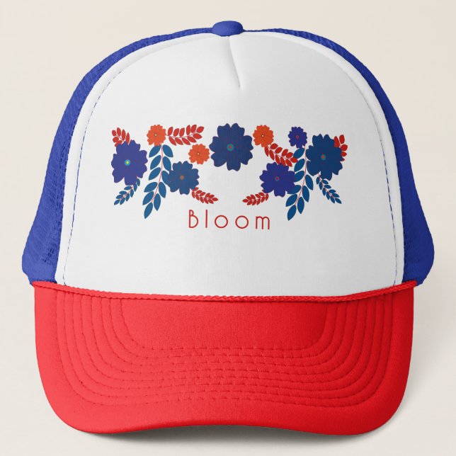 Boné Desenho vetorial de flores azuis simples (Frente)