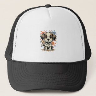 Boné Desenho Vetorial de Gravação de Splash de Cachorri