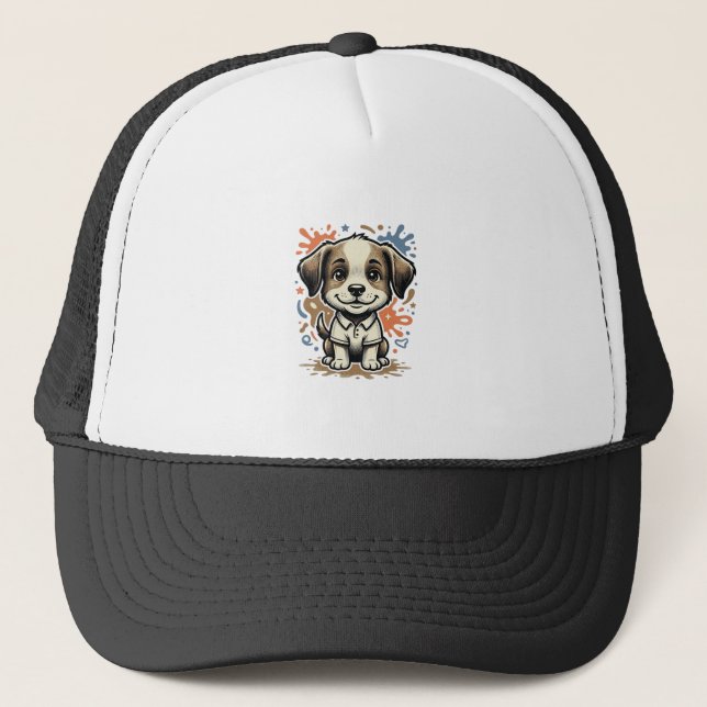 Boné Desenho Vetorial de Gravação de Splash de Cachorri (Frente)